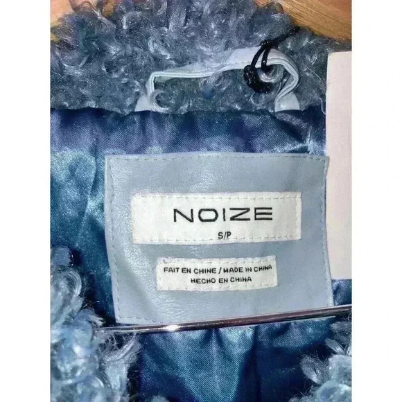 NOIZE Kelly Faux Fur Jacket Blue Cozy Collared Teddy Jacket Size S - Picture 8 of 12